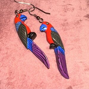 Wooden parrot earrings
